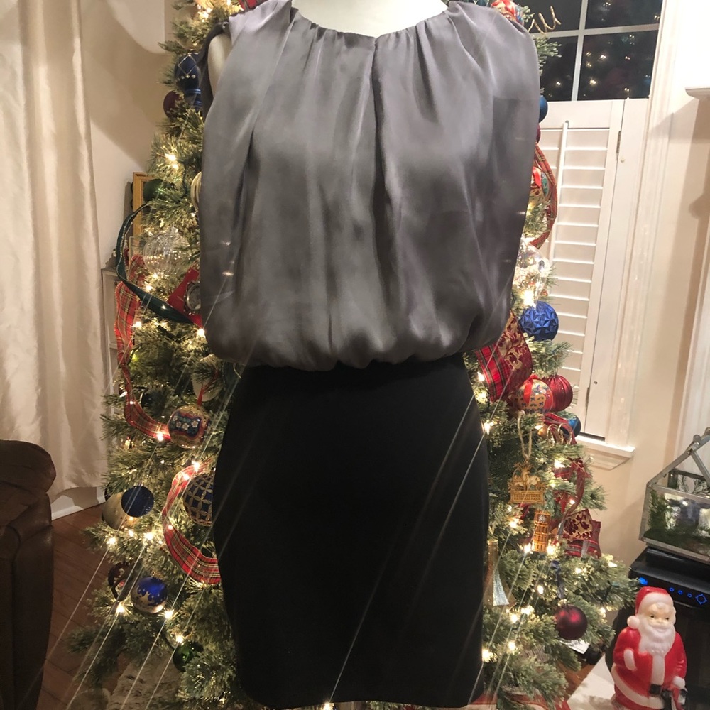 Gray silk cocktail dress